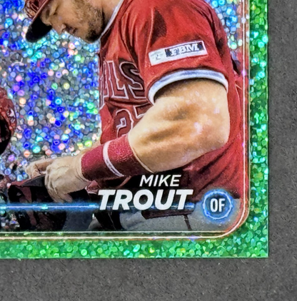 2024 Topps Chrome Mike Trout Green Speckle Image Variation LE /99 LA Angles Mint