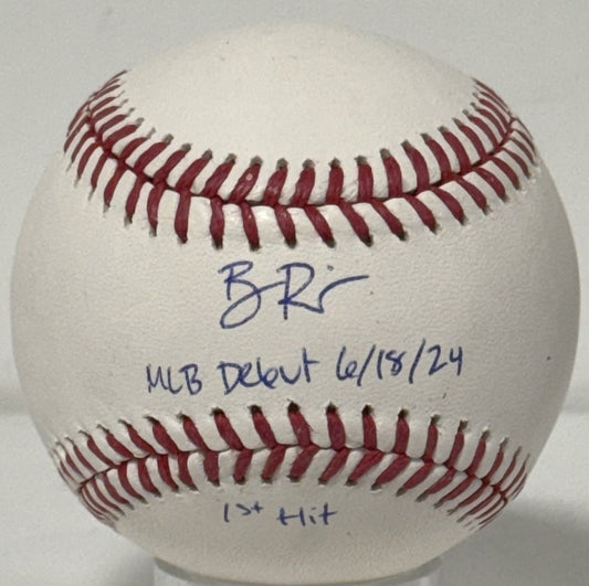 Ben Rice Signed Official Baseball Yankees MLB Debut 1st Hit Auto /22 Steiner COA
