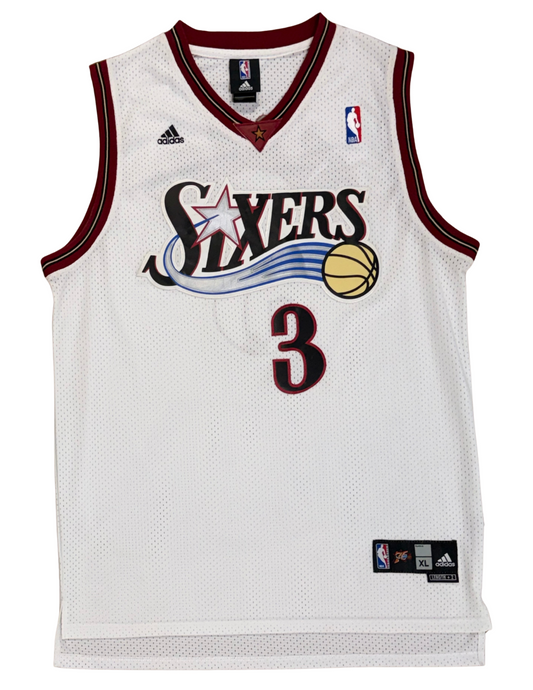 Adidas Allen Iverson Philadelphia 76ers #3 White Jersey Size XL Length +2