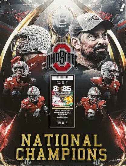 Ohio State Football 2025 National Champions Framed Photo 3D Shadowbox w Ticket