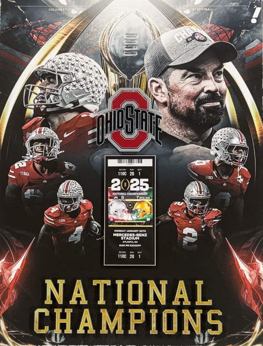 Ohio State Football 2025 National Champions Framed Photo 3D Shadowbox w Ticket