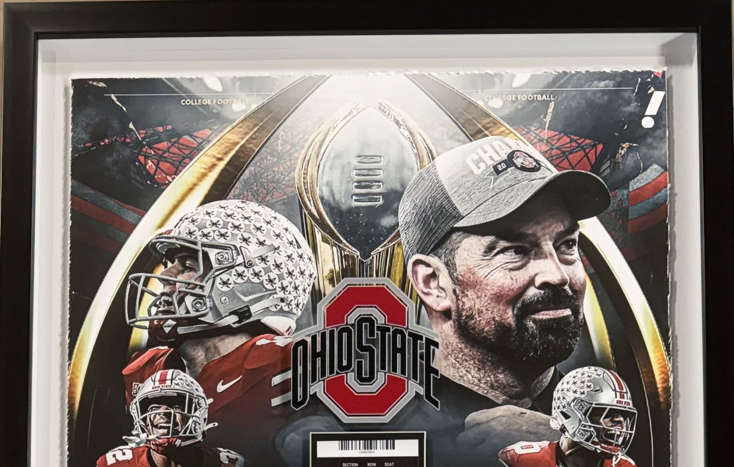Ohio State Football 2025 National Champions Framed Photo 3D Shadowbox w Ticket