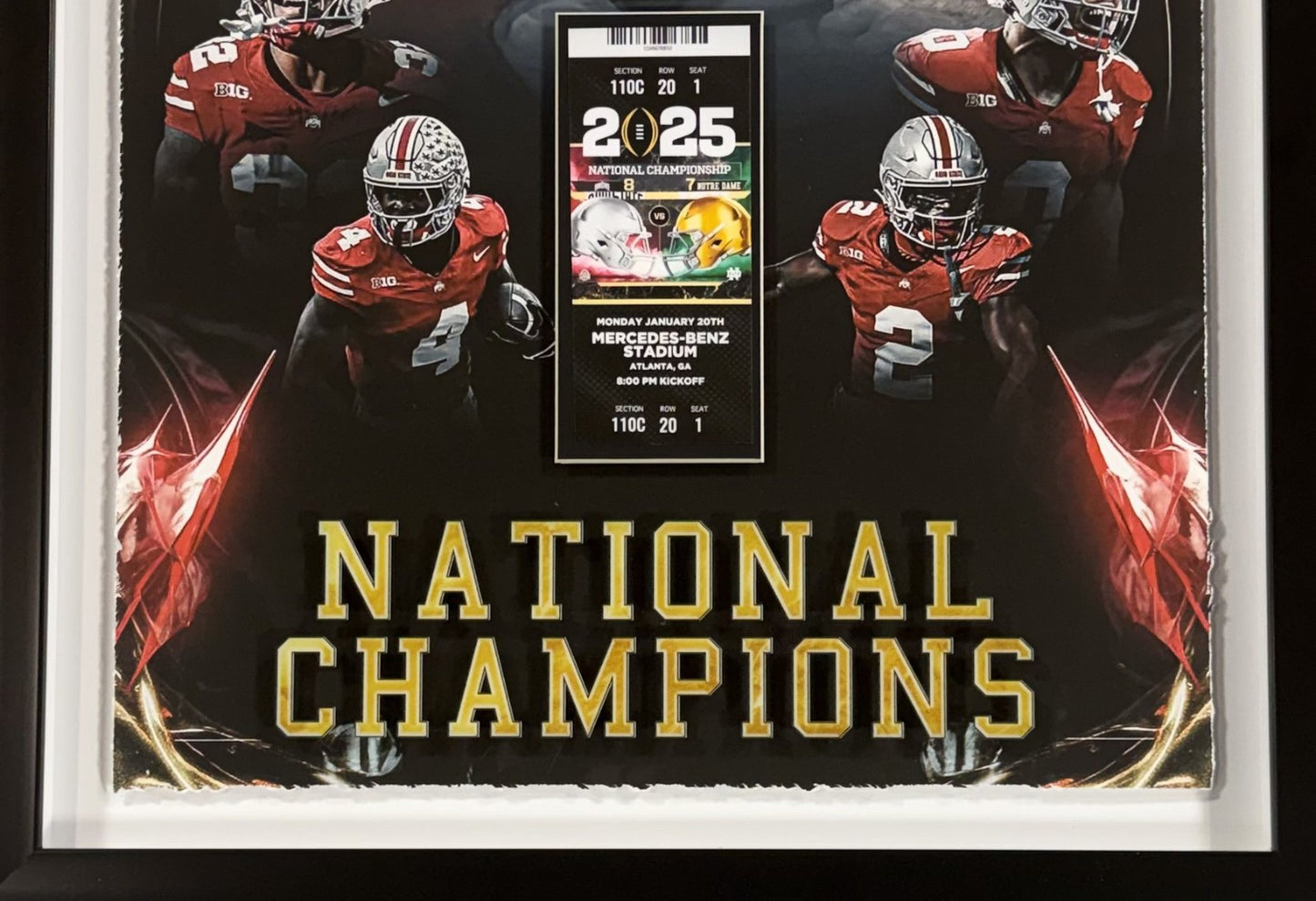 Ohio State Football 2025 National Champions Framed Photo 3D Shadowbox w Ticket