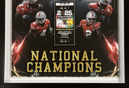 Ohio State Football 2025 National Champions Framed Photo 3D Shadowbox w Ticket