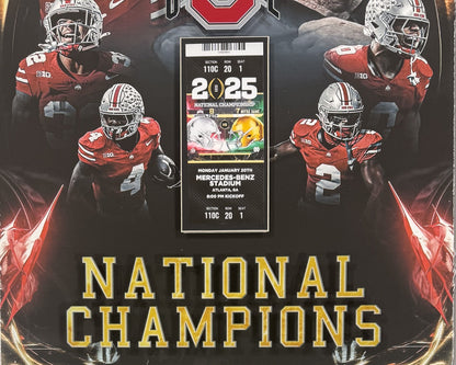 Ohio State Football 2025 National Champions Framed Photo 3D Shadowbox w Ticket