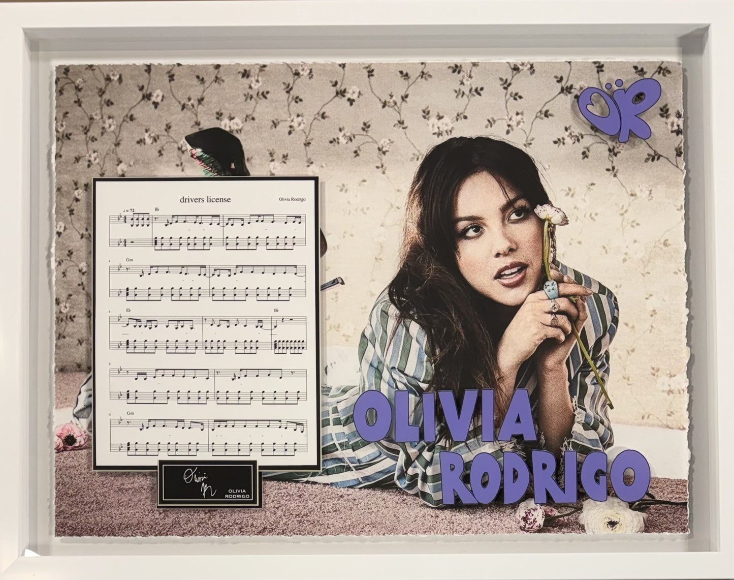 Olivia Rodrigo Drivers License Sheet Music Framed 3D Shadowbox Facsimile Auto