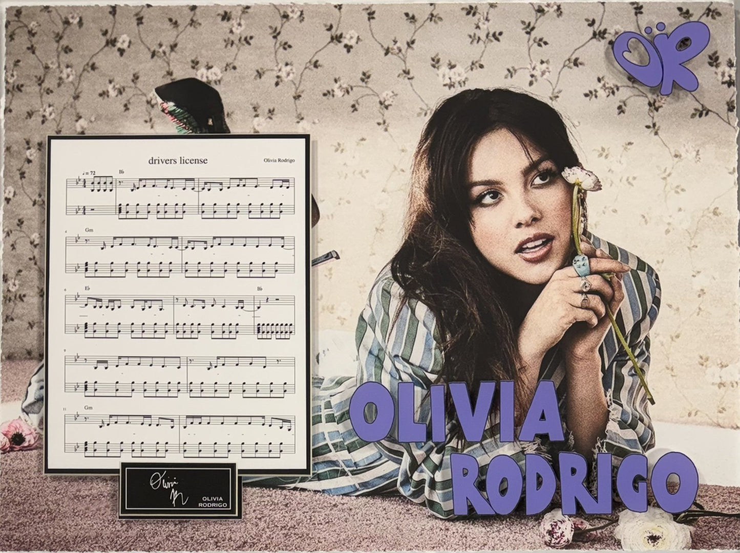 Olivia Rodrigo Drivers License Sheet Music Framed 3D Shadowbox Facsimile Auto