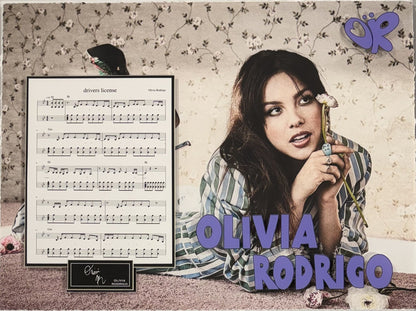Olivia Rodrigo Drivers License Sheet Music Framed 3D Shadowbox Facsimile Auto