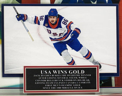 Jack Hughes USA Hockey Photo Framed 3D Shadowbox 26 Olympic Gold Facsimile Auto