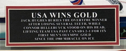 Jack Hughes USA Hockey Photo Framed 3D Shadowbox 26 Olympic Gold Facsimile Auto