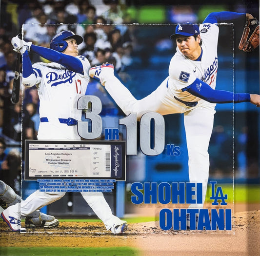 Shohei Ohtani Dodgers 2025 Nlcs Mvp 10ks 3HR Game 4 Ticket Framed 3D Shadowbox