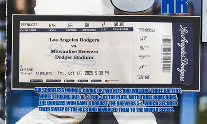 Shohei Ohtani Dodgers 2025 Nlcs Mvp 10ks 3HR Game 4 Ticket Framed 3D Shadowbox