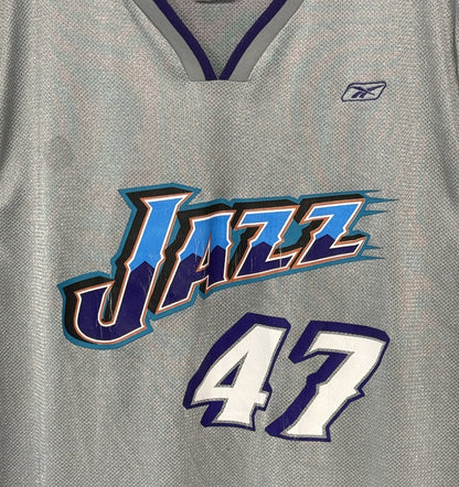 Andrei Kirlienko #47 Vintage Reebok Utah Jazz Gray Basketball Jersey Sz L