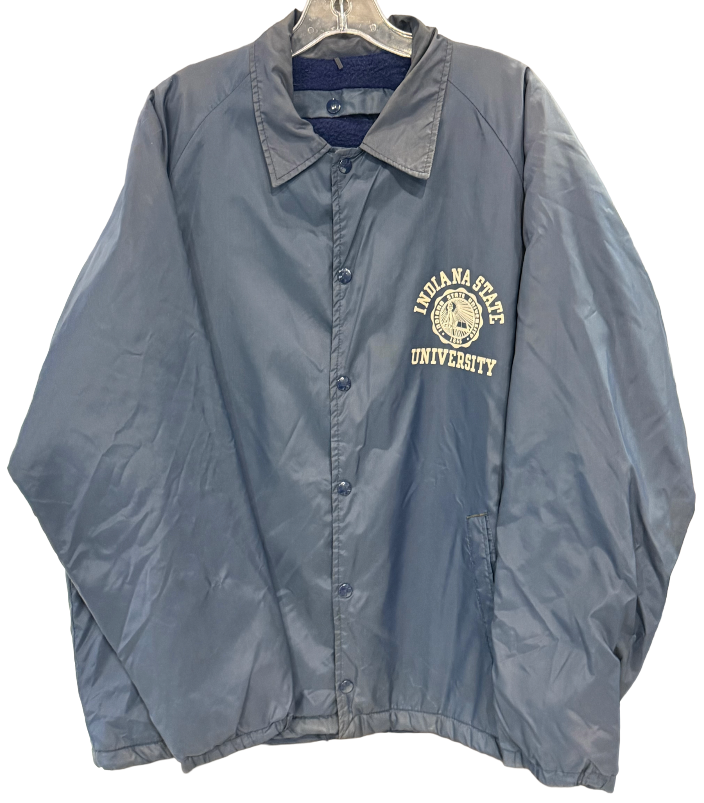 Vintage Rare Indiana State University Champion Products Blue Button Up Jacket