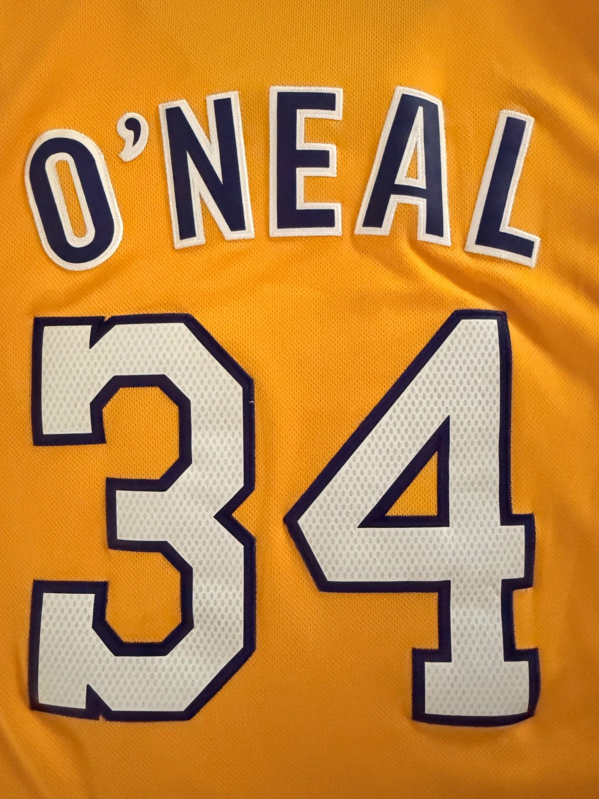 Adidas Shaquille O'Neal Los Angeles Lakers #34 Gold Jersey Size XL Length +2