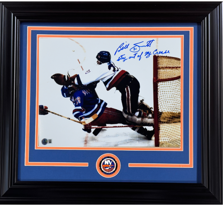 Billy Smith Signed 11x14 Photo Framed Stay Out Of My Crease Auto BAS Islanders