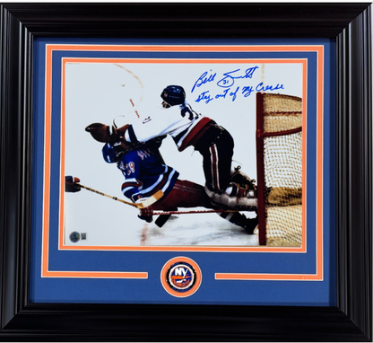 Billy Smith Signed 11x14 Photo Framed Stay Out Of My Crease Auto BAS Islanders