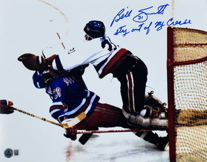 Billy Smith Signed 11x14 Photo Framed Stay Out Of My Crease Auto BAS Islanders