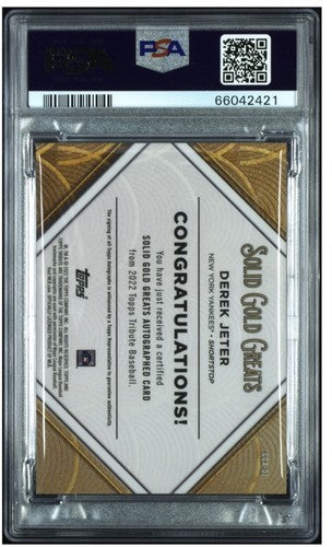 2022 Topps Tribute Derek Jeter Solid Gold Greats Psa 9 Auto Tribute /30 Yankees