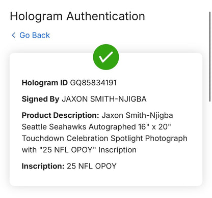 Jaxon Smith-Njigba Signed 16x20 Framed Photo 25 NFL OPOY Auto Fanatics Seahawks
