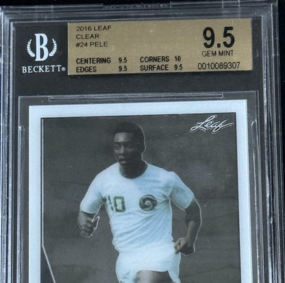 2016 Leaf Clear Pele #24 Cosmos Bgs 9.5 Gem Mint High End Soccer Legend