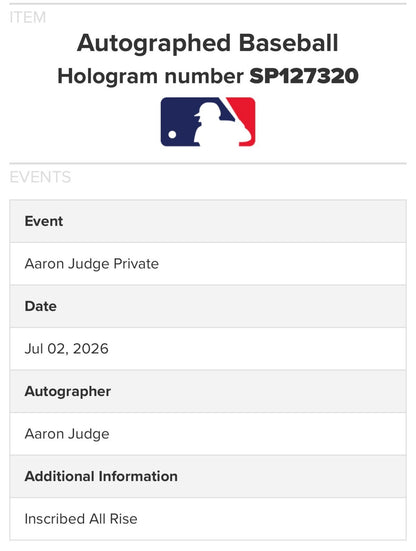 Aaron Judge NY Yankees Signed Official MLB Baseball All Rise Auto Fanatics COA