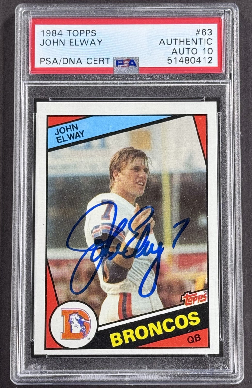 1984 Topps #63 John Elway Signed Rookie Card PSA 10  Gem Mint Auto Broncos HOF
