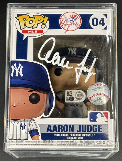 Aaron Judge Signed Funko Pop with Case NY Yankees Mint Auto Fanatics MLB COA