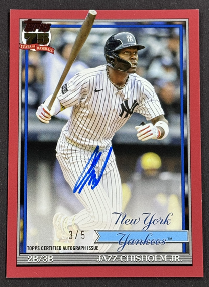 2026 Topps Series 1 Jazz Chisholm Jr Red 1991 Auto LE /5 #91A-JAZ NY Yankees