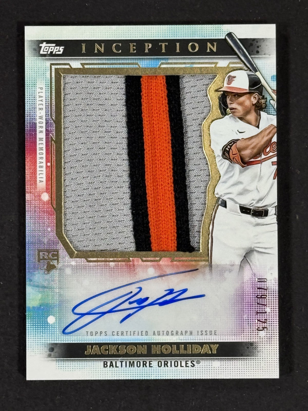2024 Topps Inception Jackson Holiday RC Patch Auto LE/125 Orioles Rookie Mint