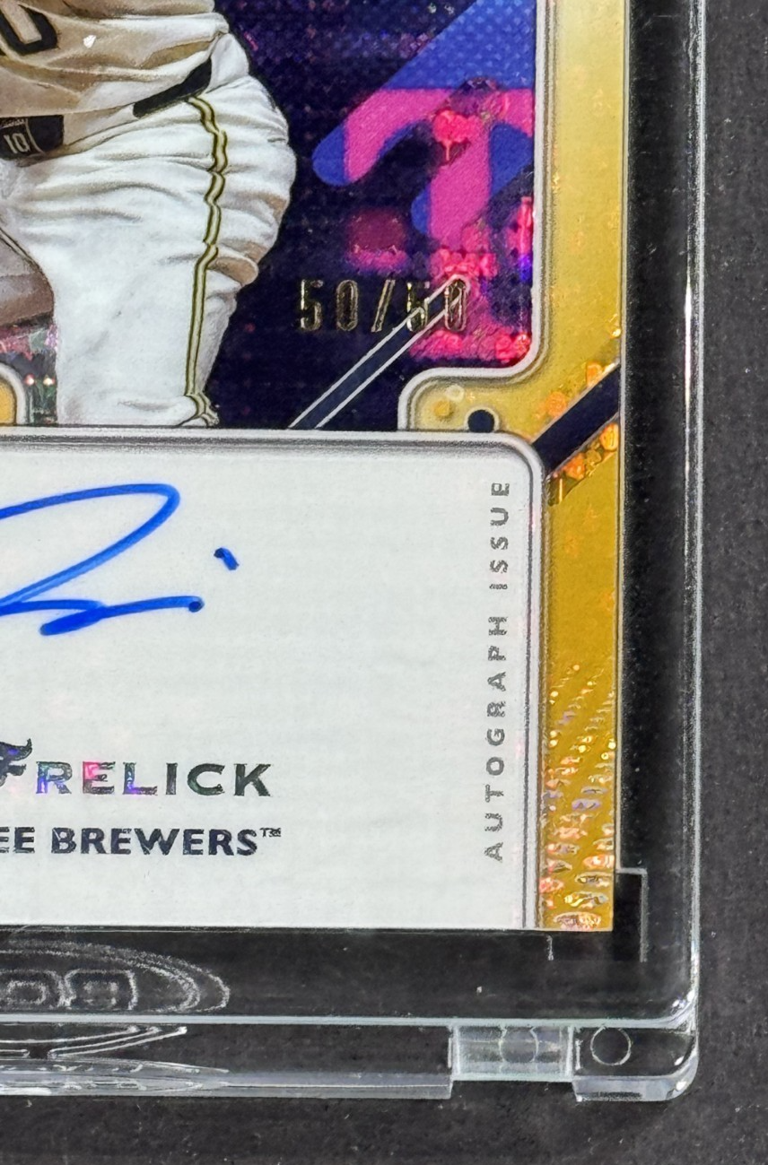 2025 Topps Pristine Sal Frelick Gold Auto 50/50 Milwaukee Brewers Mint Encased