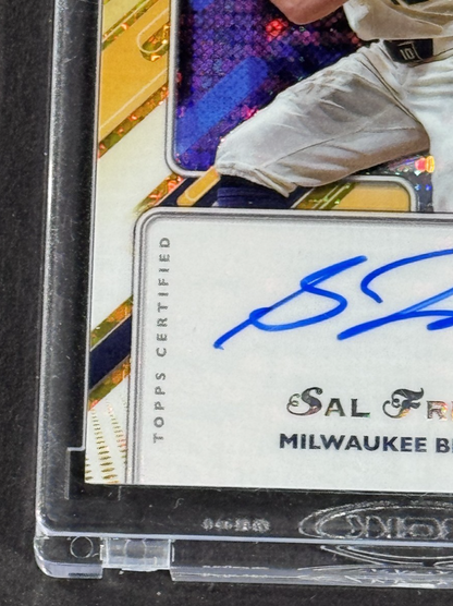 2025 Topps Pristine Sal Frelick Gold Auto 50/50 Milwaukee Brewers Mint Encased