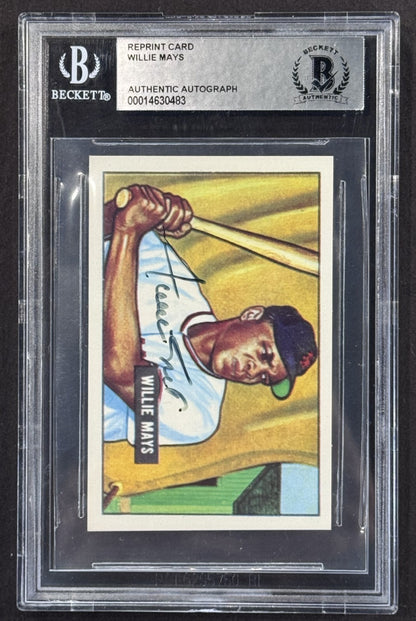 1951 Bowman Willie Mays RC Reprint LE/1951 Signed Auto BAS Authentic Giants HOF
