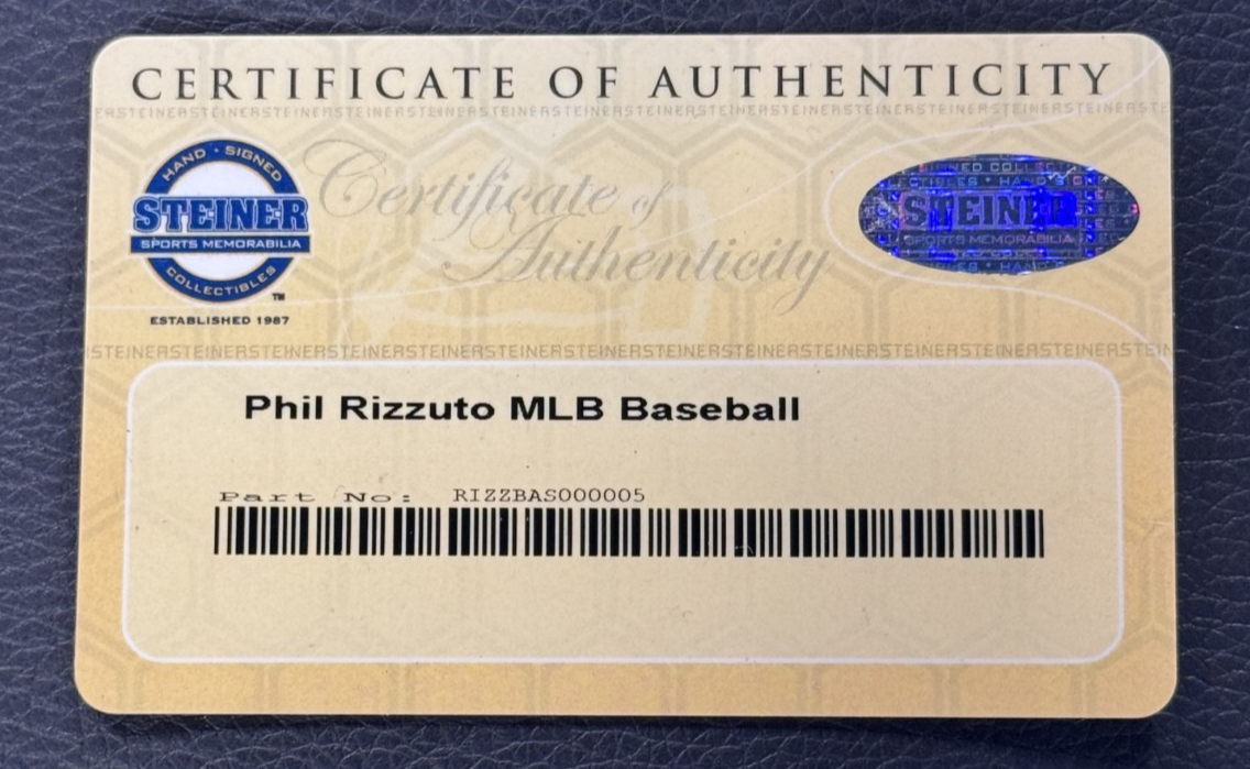 Phil Rizzuto Signed Official Mlb Baseball Mint Auto Steiner COA Ny Yankees HOF