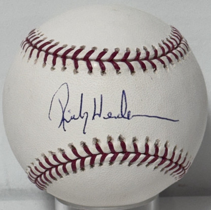 Rickey Henderson Signed Official Baseball Auto Steiner COA Athletics Yankees HOF