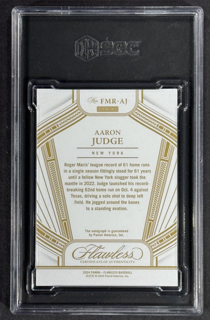 2024 Panini Flawless Aaron Judge Sapphire Moments Auto /15 SGC 9 Auto 10 Yankees