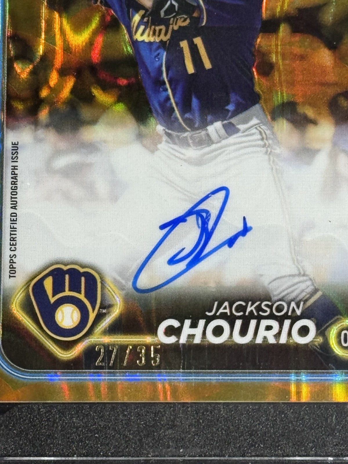 2024 Topps Chrome Update Jackson Chourio Orange Lava Auto /35 SGC 9.5 Brewers RC