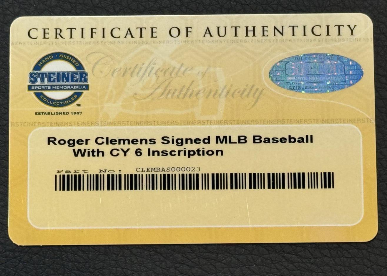 Roger Clemens Signed Official MLB Baseball CY 6 Auto Steiner COA Red Sox Yankees