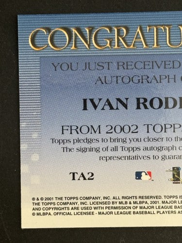 2002 Topps Certified Ivan Rodriguez MINT AUTO #TA2 Sp Rare Rangers HOF
