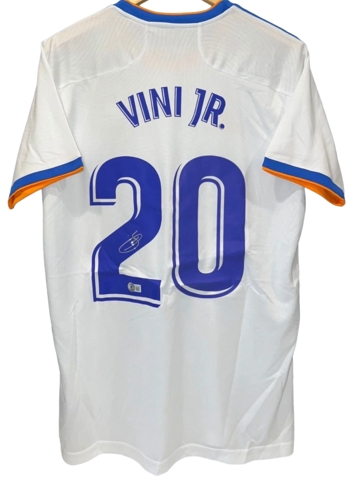 Vinicius Junior Signed #7 Real Madrid 2021 Home Jersey Auto BAS COA Size L