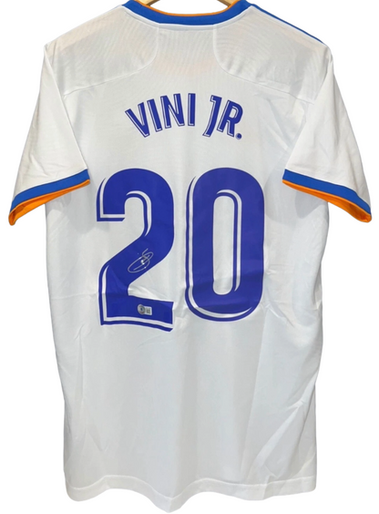 Vinicius Junior Signed #7 Real Madrid 2021 Home Jersey Auto BAS COA Size L