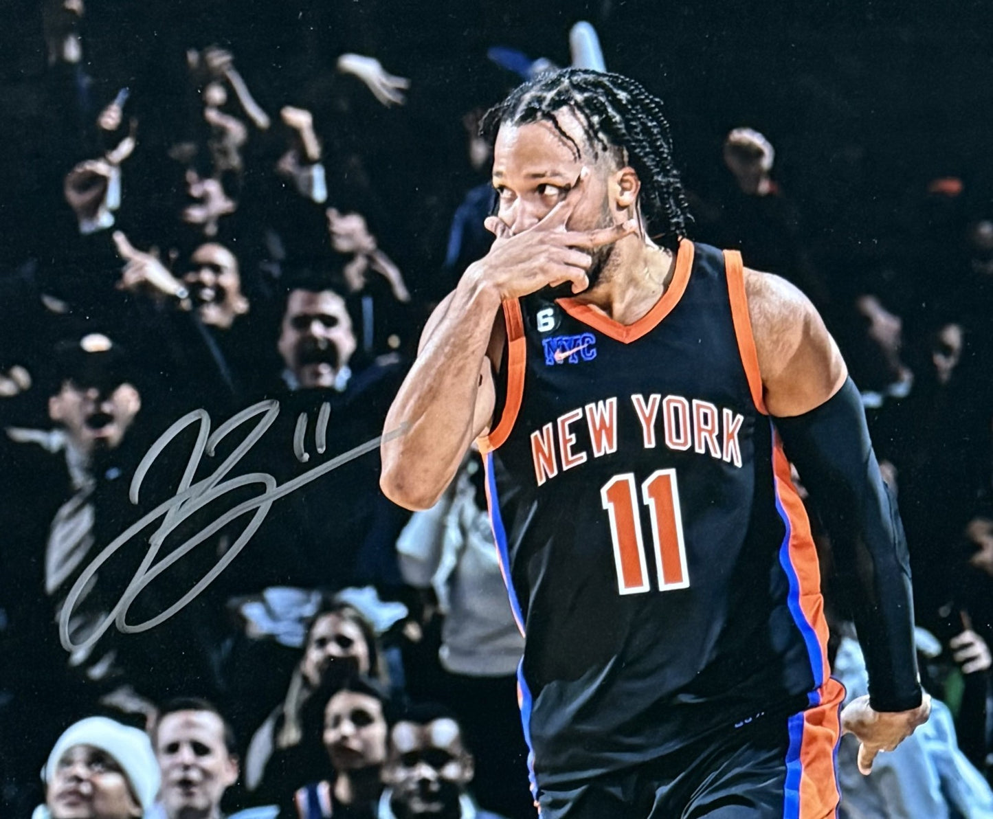 Jalen Brunson Signed 16x20 Framed Photo Celebration Knicks 26 Finals MVP Fan COA