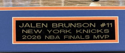 Jalen Brunson Signed 16x20 Framed Photo Celebration Knicks 26 Finals MVP Fan COA