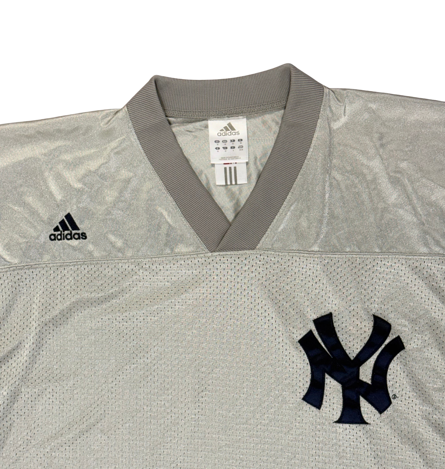 NY Yankees Gray Adidas Football Jersey / Shirt Adult Size Medium Nylon Mesh