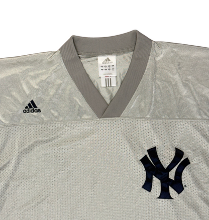 NY Yankees Gray Adidas Football Jersey / Shirt Adult Size Medium Nylon Mesh