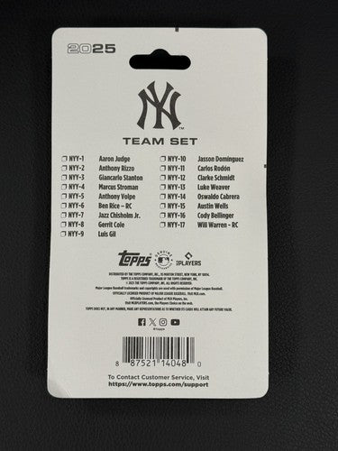 Ny Yankees 2025 Topps Factory Sealed Team Set Aaron Judge Ben Rice Rookie Mint