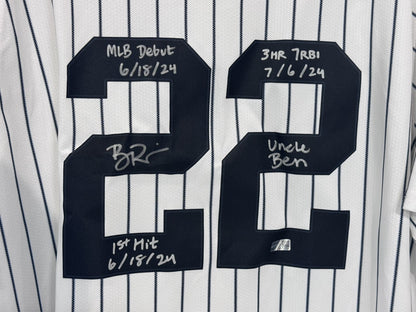 Ben Rice Signed New York Yankees #22 Nike Jersey Size XL 4 Stat Auto CX COA
