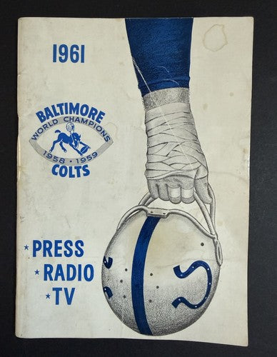 1961 BALTIMORE COLTS MEDIA GUIDE Yearbook JOHNNY UNITAS Press Book Program AD