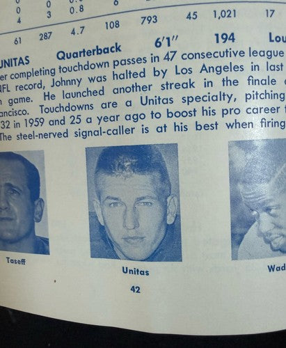 1961 BALTIMORE COLTS MEDIA GUIDE Yearbook JOHNNY UNITAS Press Book Program AD