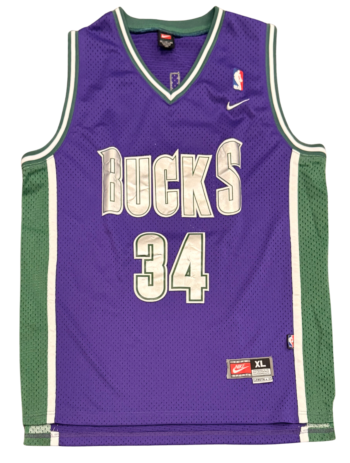 Ray Allen Milwaukee Bucks #34 Nike NBA Jersey Purple XL Length +2 Vintage
